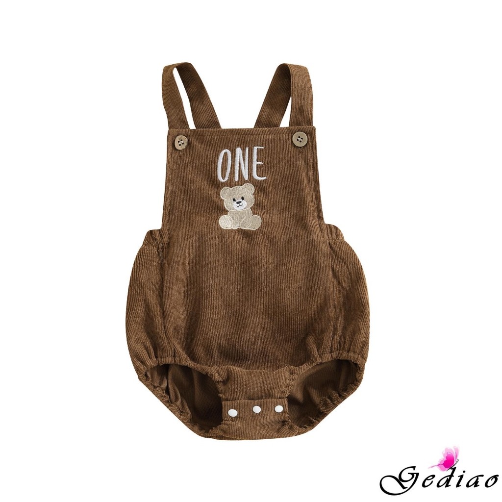 Youth-Baby Boys Rompers Corduroy Bear / Planet / Sun / Rugby Nút thêu Không tay Quần áo sinh nhật 1s