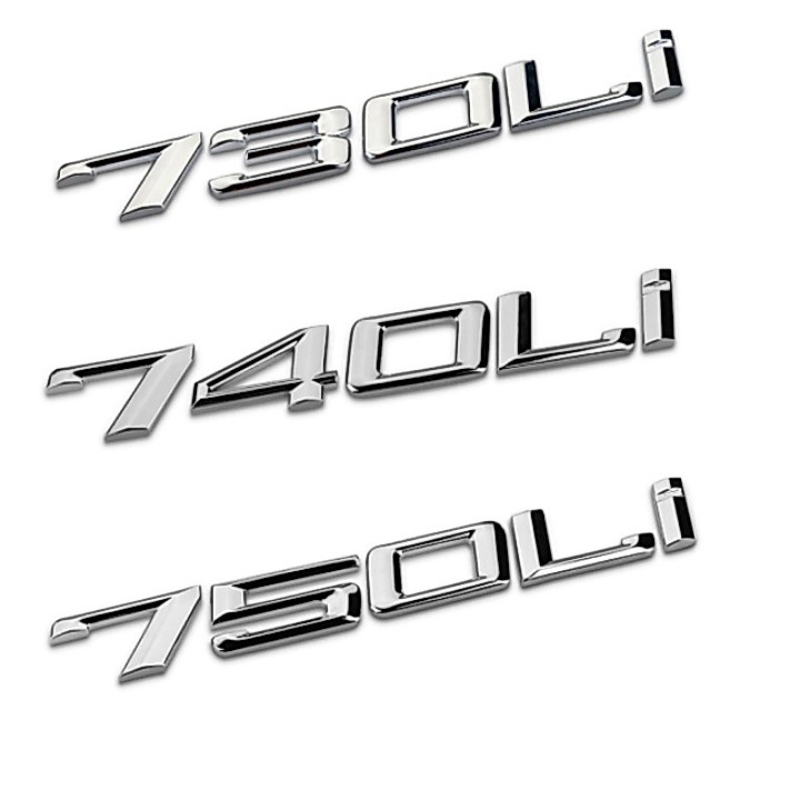 Decal tem chữ dán đuôi xe ô tô BMW 730LI, 740LI và 750LI, chất liệu hợp kim inox
