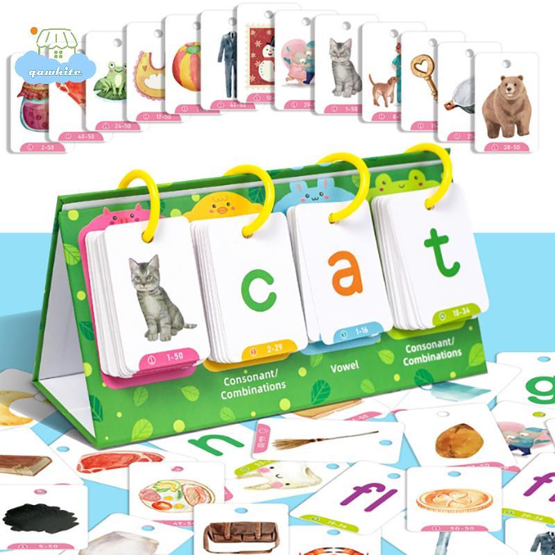 [LI] Kids CVC Words Flashcards Phonics Flip Chart Word Builder Word Vision Words Công cụ học tập Hoạ
