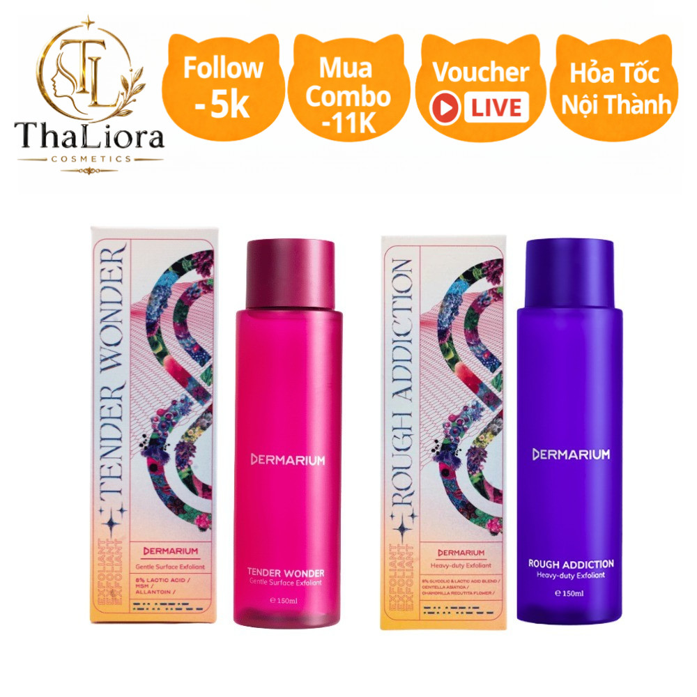 Tẩy Tế Bào Chết AHA Dermarium Tender Wonder, Rough Addiction giảm thâm, làm sáng da 55ml, 150ml