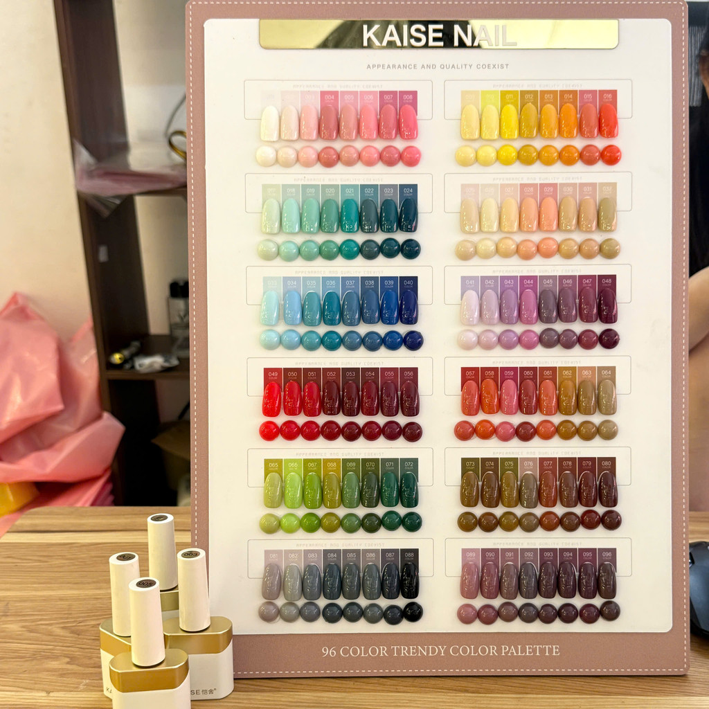 Set sơn gel Kaise 96 màu cao cấp, tặng bảng màu tặng base top, chất sơn đặc mướt