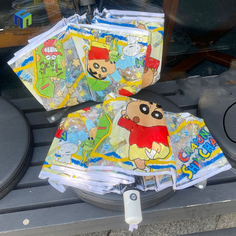 Healmeyou Crayon Shin chan Gấp Ô Chống Nắng, Nhẹ Chống Tia UV Crayon Shin chan Ô Tự Động, Chó In Hìn