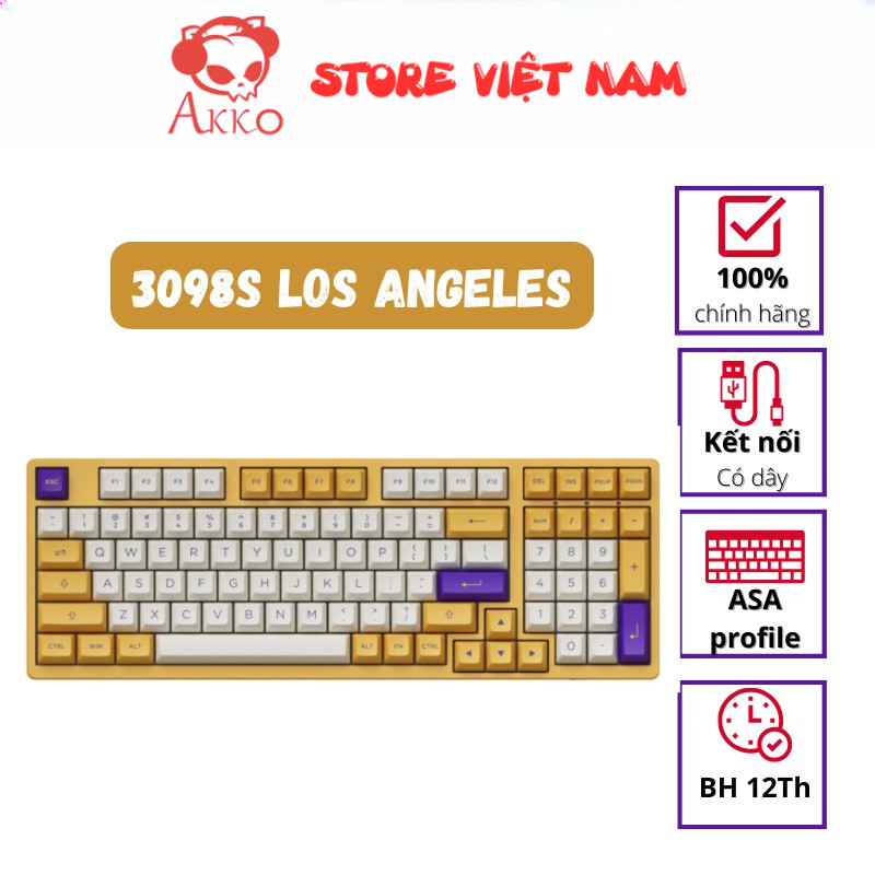 Bàn Phím cơ Akko 3098S Los Angeles (PBT Double Shot/Rainbow LED/ ASA profile)