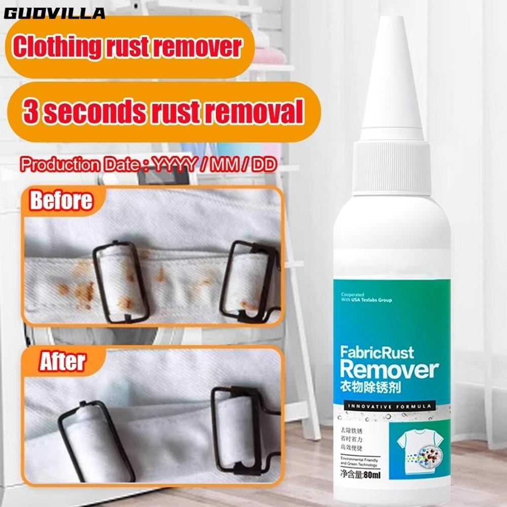 Chất tẩy rỉ sét vải GUDVILLA, Loại bỏ bụi bẩn Quần áo nhanh chóng và dễ dàng Tẩy rỉ sét, Nước rỉ sét 80ml cho chất tẩy rửa quần áo bằng đồng rỉ sét