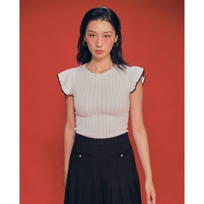 GIGI - Áo kiểu nữ cổ tròn tay ngắn hiện đại_G1305K242713-00