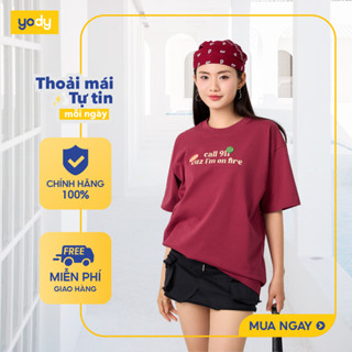  [SALE ĐG] Áo phông oversized unisex YODY in hình họa tiết thông thoáng, thấm hút tốt UYTS25S153