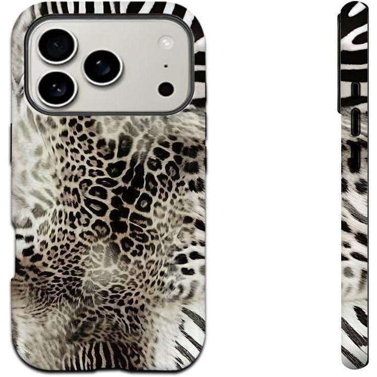 AnimalPrintCheetahZebraTigerPhoneCase, ZebraPrintDualLayerCaseprooffor17 / 16 / 15ProMax (MagneticGl