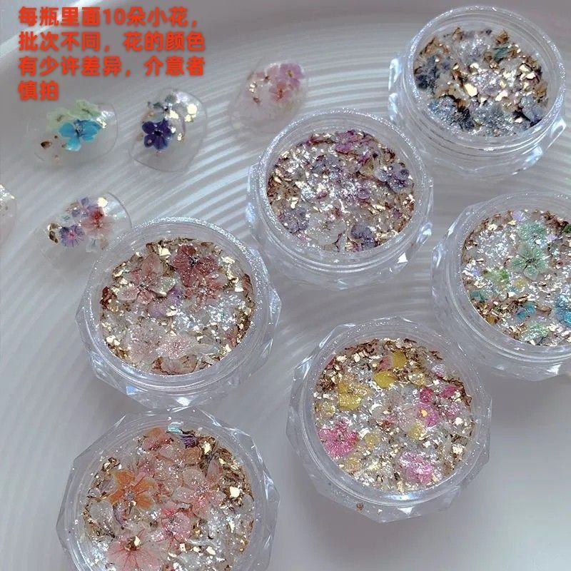 Linjian Secret Series Mùa Thu Làm Trắng Da Chất Liệu Làm Móng Tay Hoa Khô Opal Cloud Thổ Cẩm Lấp Lán