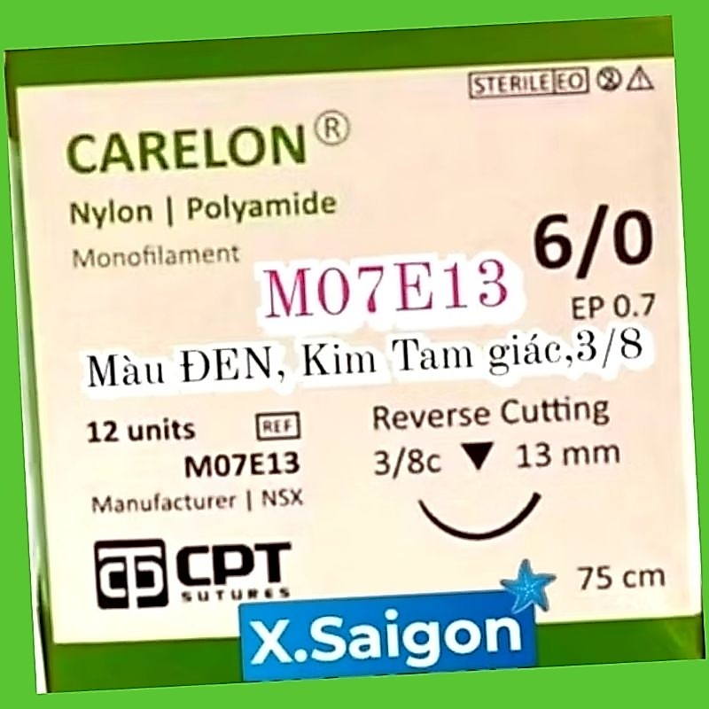 Chỉ phẫu thuật NYLON 6/0,CARELON CPT 6/0. Hộp 12 sợi.