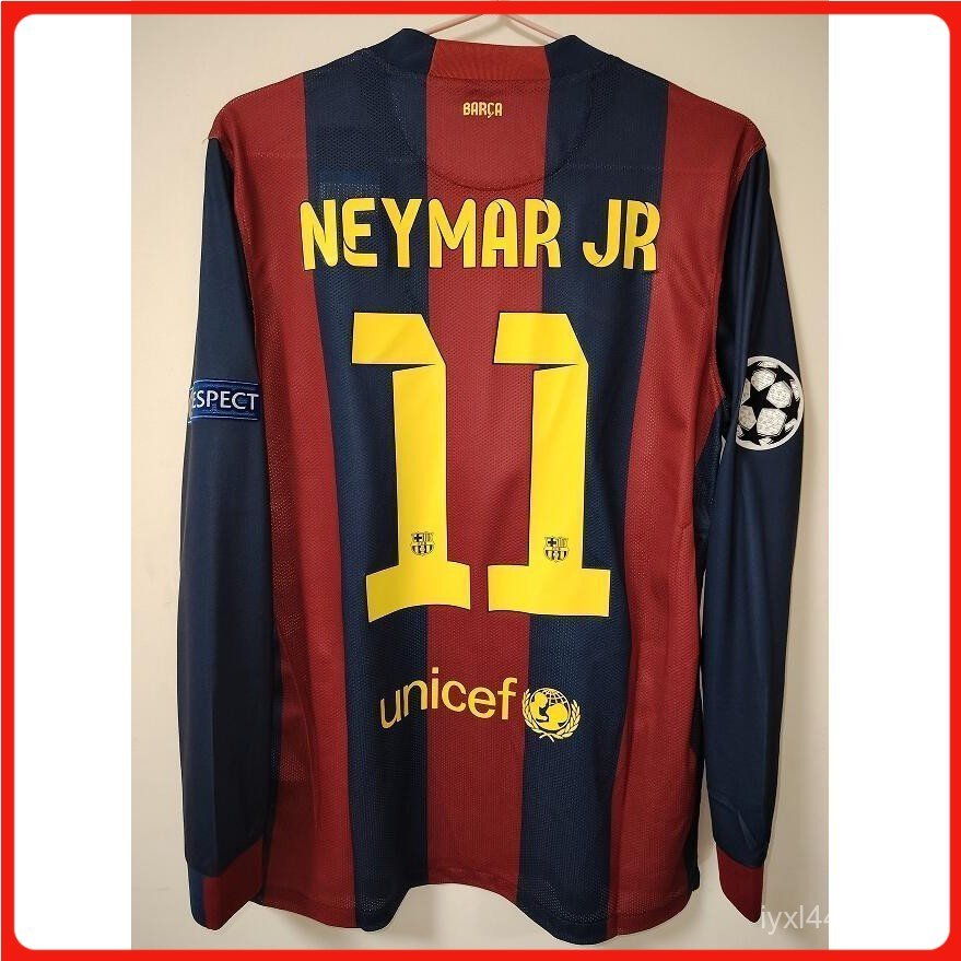 Áo bóng đá dài tay Retro Barcelona 14-15 với họa tiết độc đáo và số 10 MESSI NEYMAR JR - Terry66