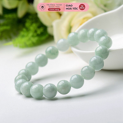 ChuỗI Đeo Tay Cẩm Thạch Trắng Xanh Type A  Sang Trọng Và Tinh Tế - Ngọc Trai Trường Thịnh