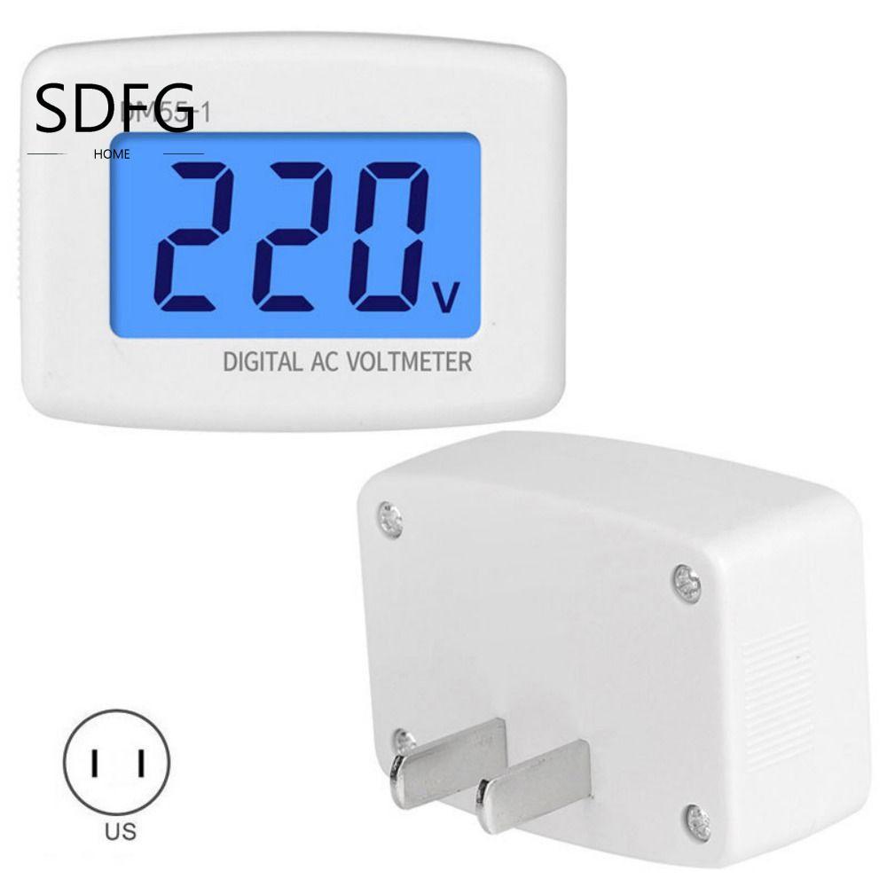 Đồng hồ đo điện áp phẳng tường SDFG DM55-1 EU / US Plug AC Meter Plug Volt Meter
