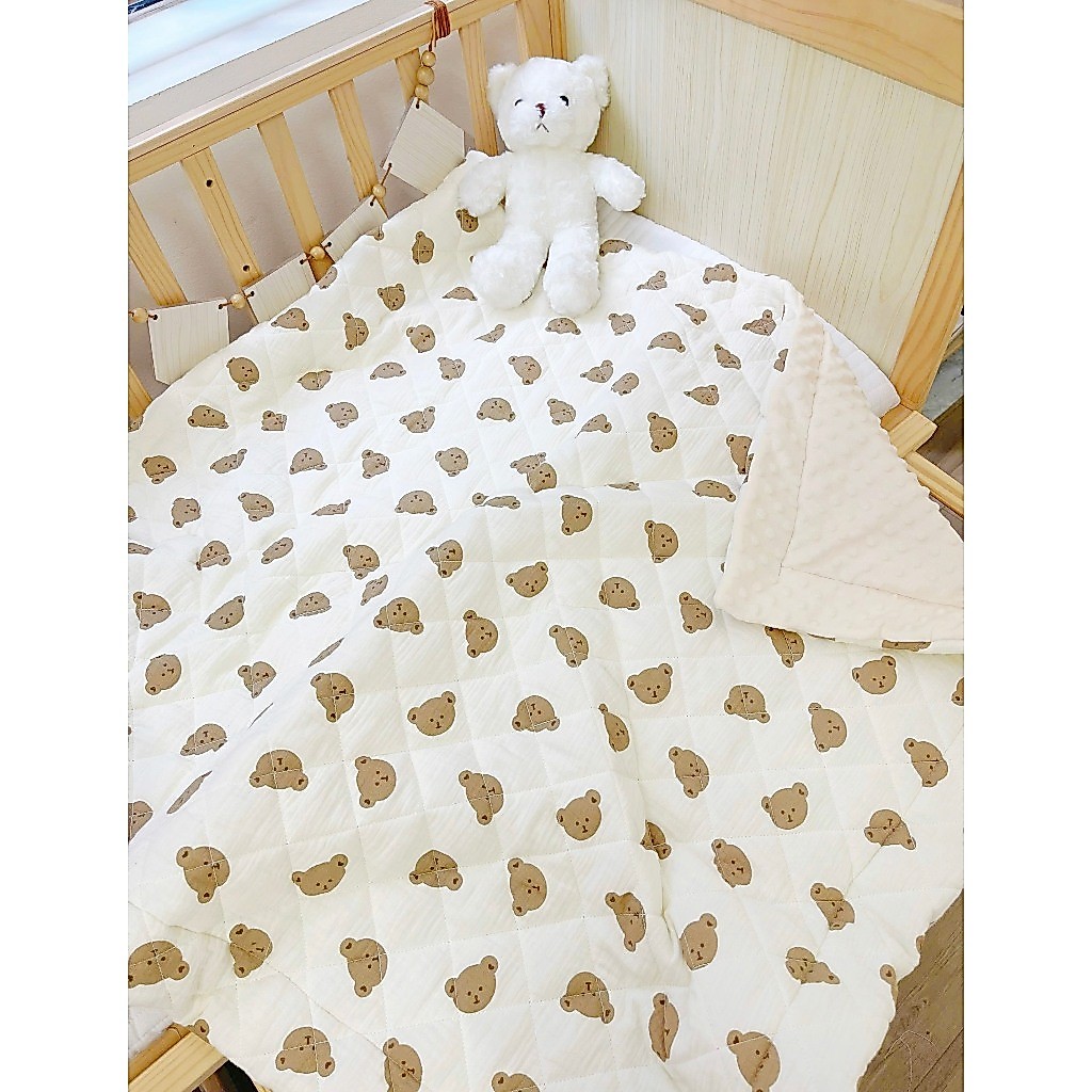 Chăn Xô Muslin Chần Bông Hạt Đậu Họa Tiết Đáng Yêu, Dày Dặn Và Ấm Áp Cho Bé BABICO