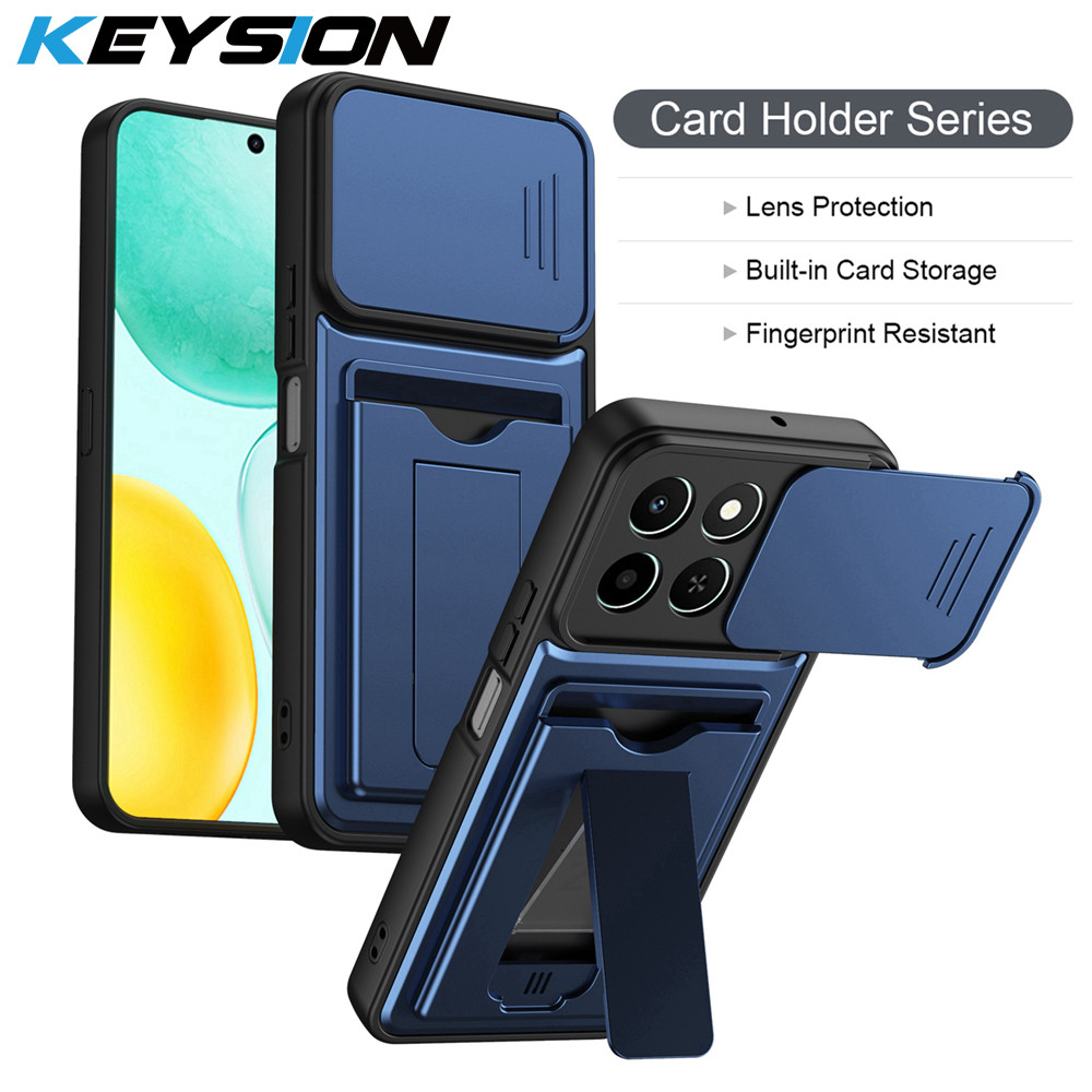 KEYSION Khe Cắm Thẻ Túi Đựng Điện Thoại Cho HONOR X6c Trượt Bảo Vệ Camera Thẳng Đứng Chân Đế Chống S