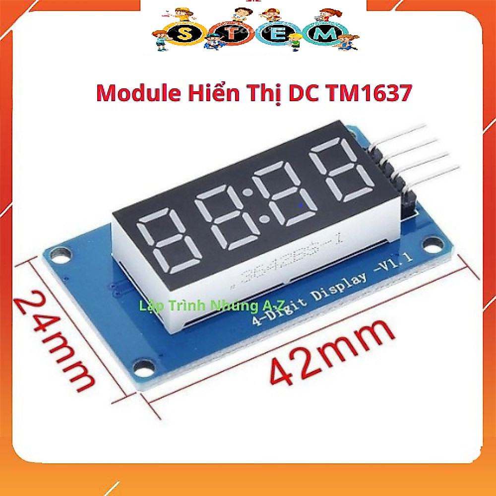 [Stem A-Z][G61] Module Hiển Thị DC TM1637 (Kiểu Thời Gian)