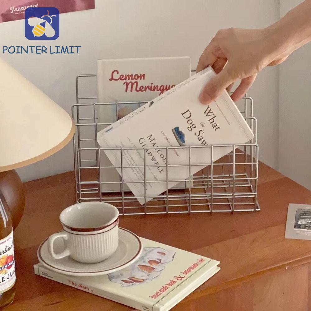 POINTER LIMIT Magazine File Holder Rack, Giá đỡ hồ sơ sách kim loại 3 tầng, Tối giản Bền chắc chắn C