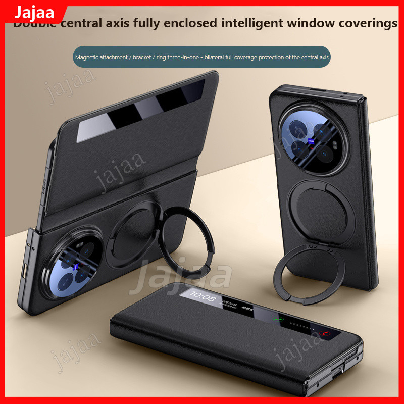 Mạ Da Flip Case Cho Vivo X Fold6 Fold 6 VIVO X Fold6 5G Smart View Vòng Chân Đế Bảo Vệ Toàn Diện