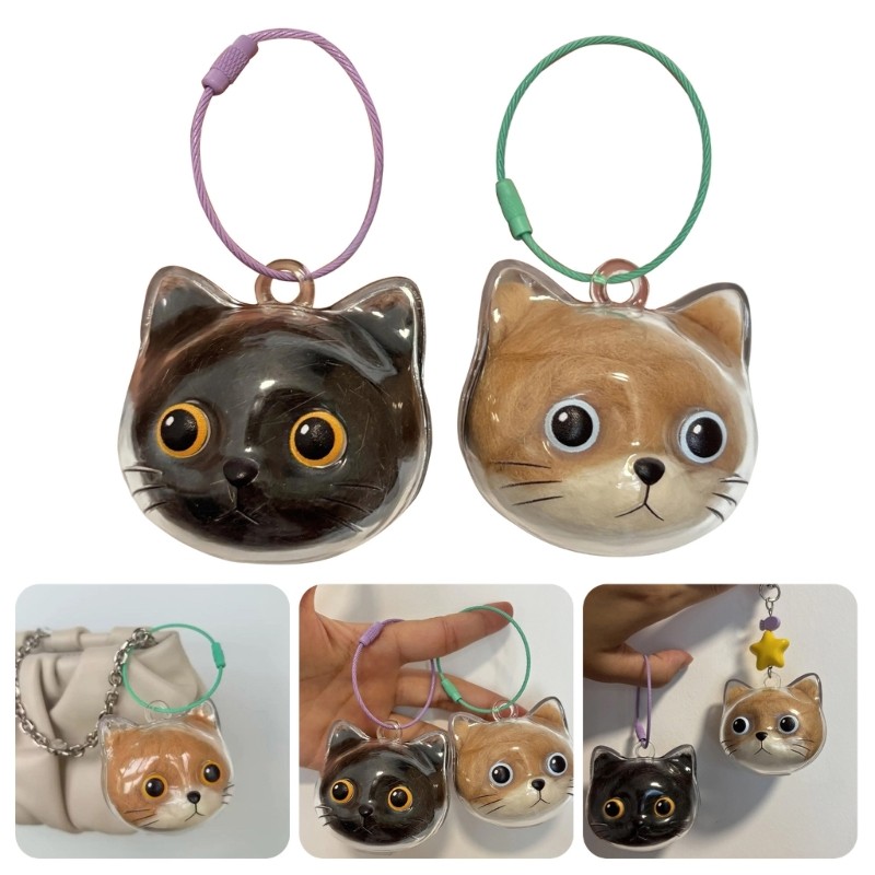 Mya Artistic Cats Head Shape Furs Collection Display Case Mặt dây chuyền Trang trí nội thất