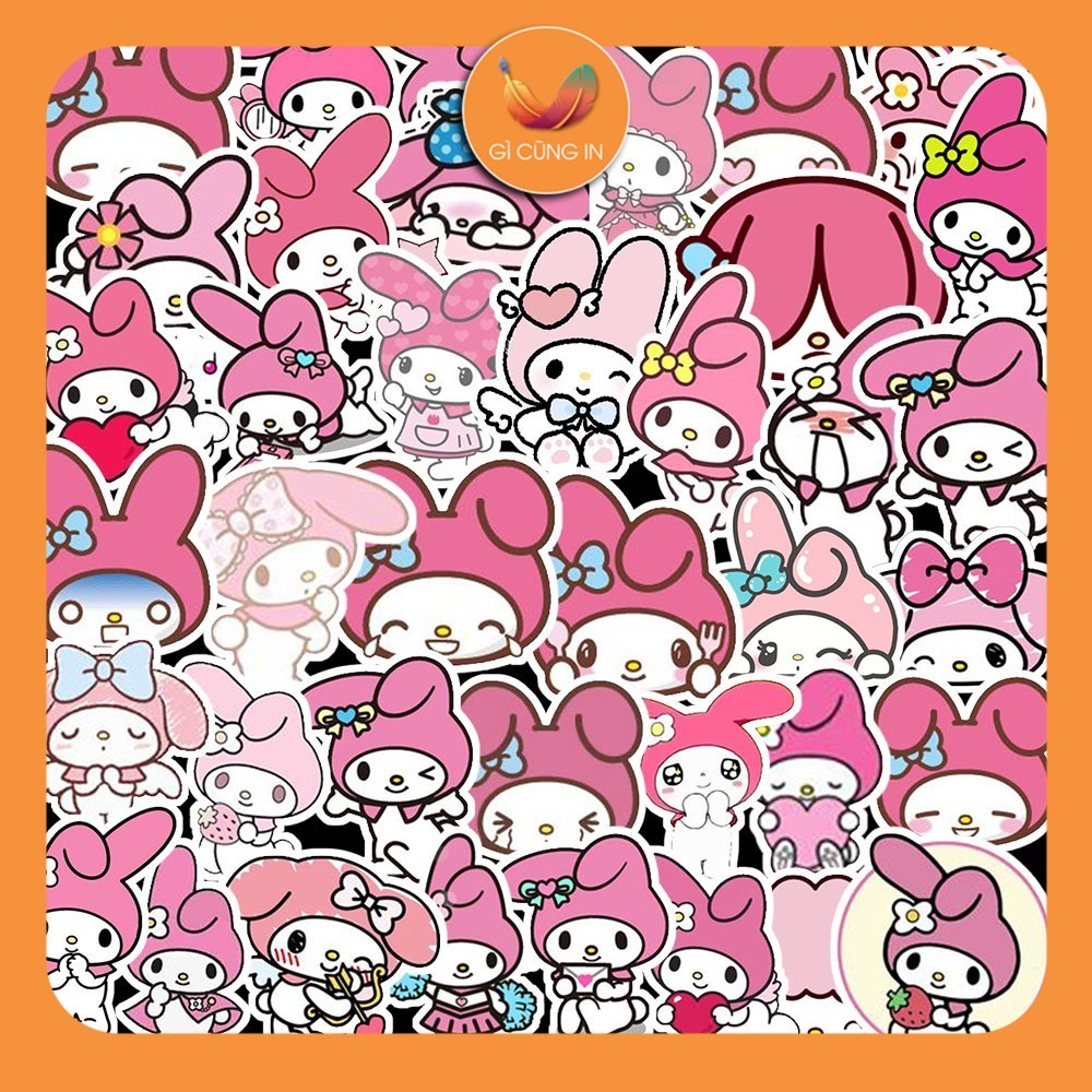 Bộ 50 Sticker HÌNH MELODY Decor Trang trí sổ tay, bullet journal, góc học tập, ván trượt, tủ lạnh