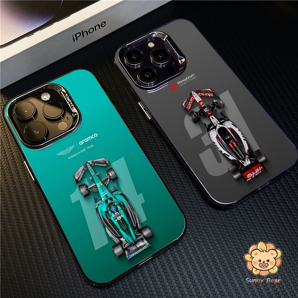 Ốp iPhone 16 Pro Max Đua Xe F1 thoại bảo vệ ống kính mạ điện mờ màu trơn đơn giản Tương thích cho iP