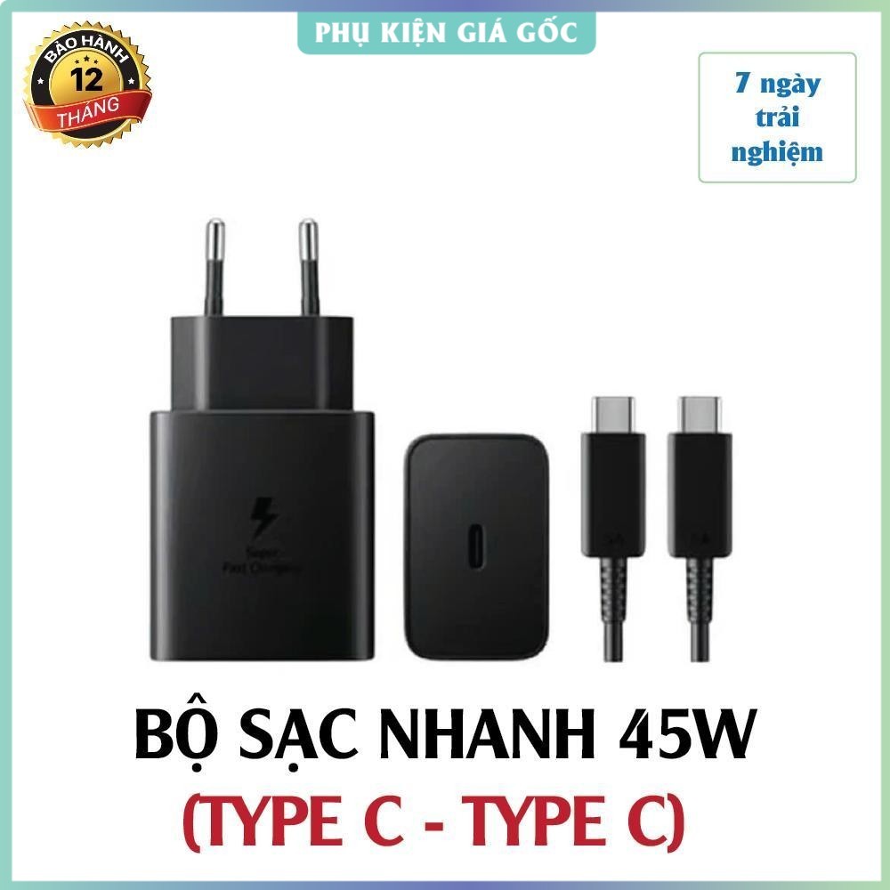 Bộ sạc nhanh 45W Type C to Type C cho các dòng máy SS. Dành cho SAM, Android chân (C-C), Dây sạc 45W