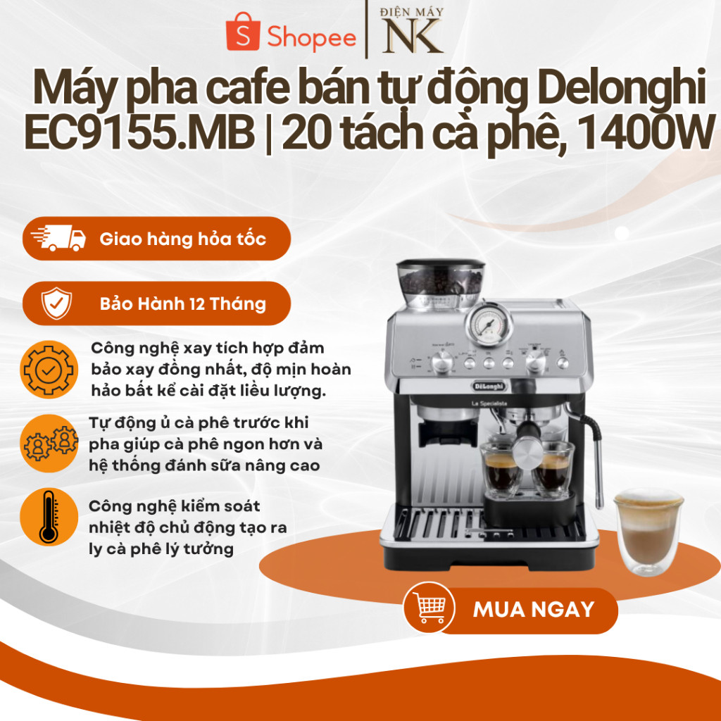 Máy pha cà phê espresso DeLonghi La Specialista Arte EC9155.MB - Bảo Hành 12 Tháng