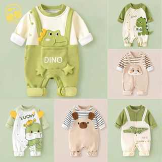  Bộ Yếm liền quần dài tay cho bé Quần áo sơ sinh mẫu Cá Sấu bé trai gái Đồ bé trai gái Chất Cotton mềm mịn cho bé 0-12M 