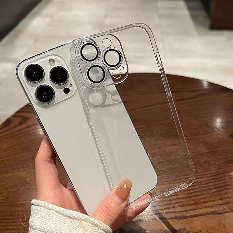 Ốp lưng iphone trong suốt PC cứng chống ố kèm Lens bảo vệ camera cho ip16 Pro Max 15 14 13 11 Pro MAX 14 Plus 12 Pro Max
