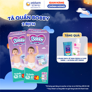 [TẶNG KÈM 8 MIẾNG] Combo 2 Tã quần Bobby Siêu Khô Thoáng - 100% Thoáng Khí size M56/ L48/ XL42/ XXL38/ XXXL29