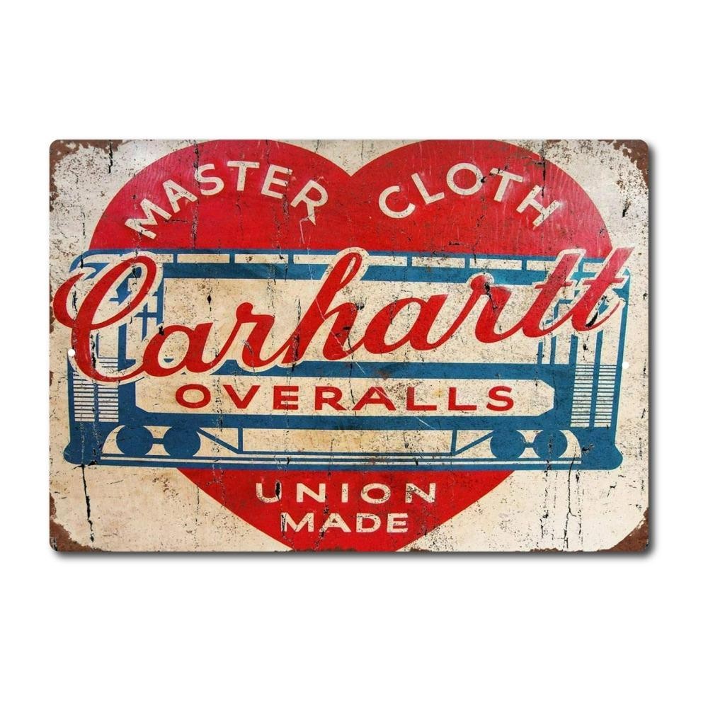 TIN SIGN Carhartt Quần yếm Trang trí kim loại Nghệ thuật Cửa hàng nhà bếp Trang trại Thanh 20 * 30cm