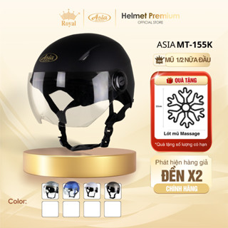 Mũ Bảo Hiểm Nửa Đầu Asia MT155K - Có Kính Nam Nữ, Vỏ nhựa Abs, Bảo Hành Chính Hãng 12 Tháng