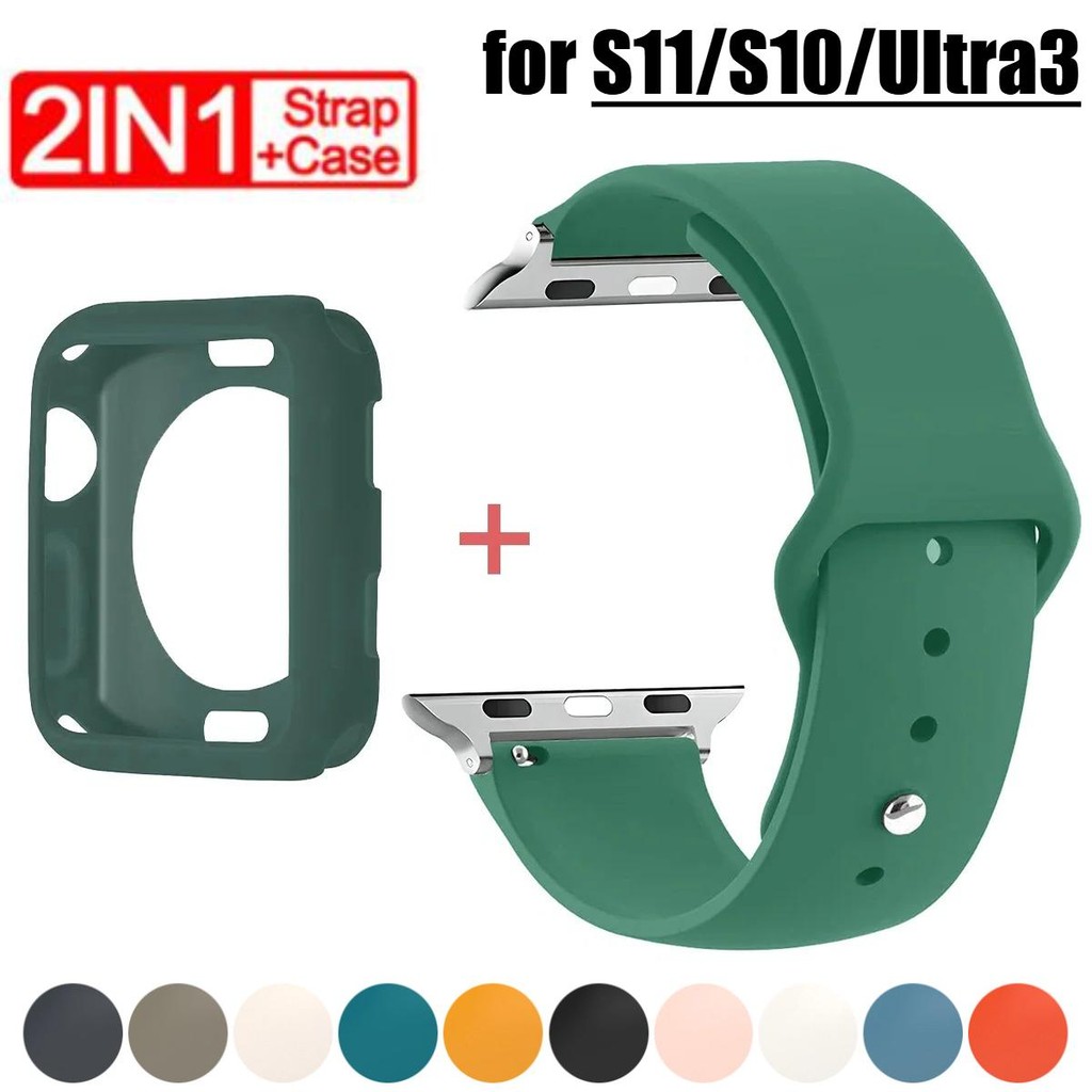 Ốp lưng TPU 2in1 + Dây đeo cho Apple Watch S11 46mm Ultra3 49mm S10 42 / 46mm IWatch Series 11 10 Ul
