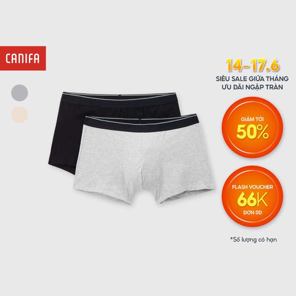 Combo quần sịp đùi nam CANIFA bề mặt mịn, thấm hút, thoáng khí 8US25A001 FW25