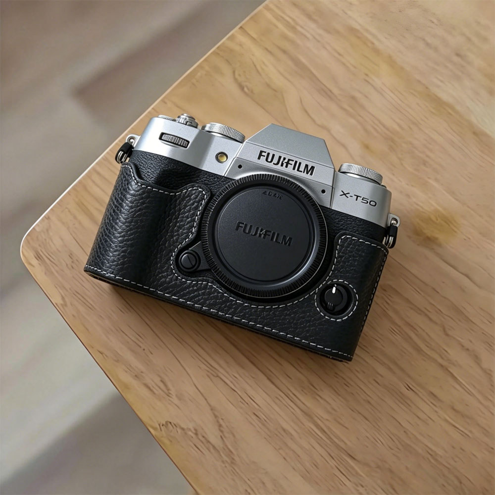 Túi đựng máy ảnh bằng da Fuji XT50 nửa thân cho Fujifilm XT50