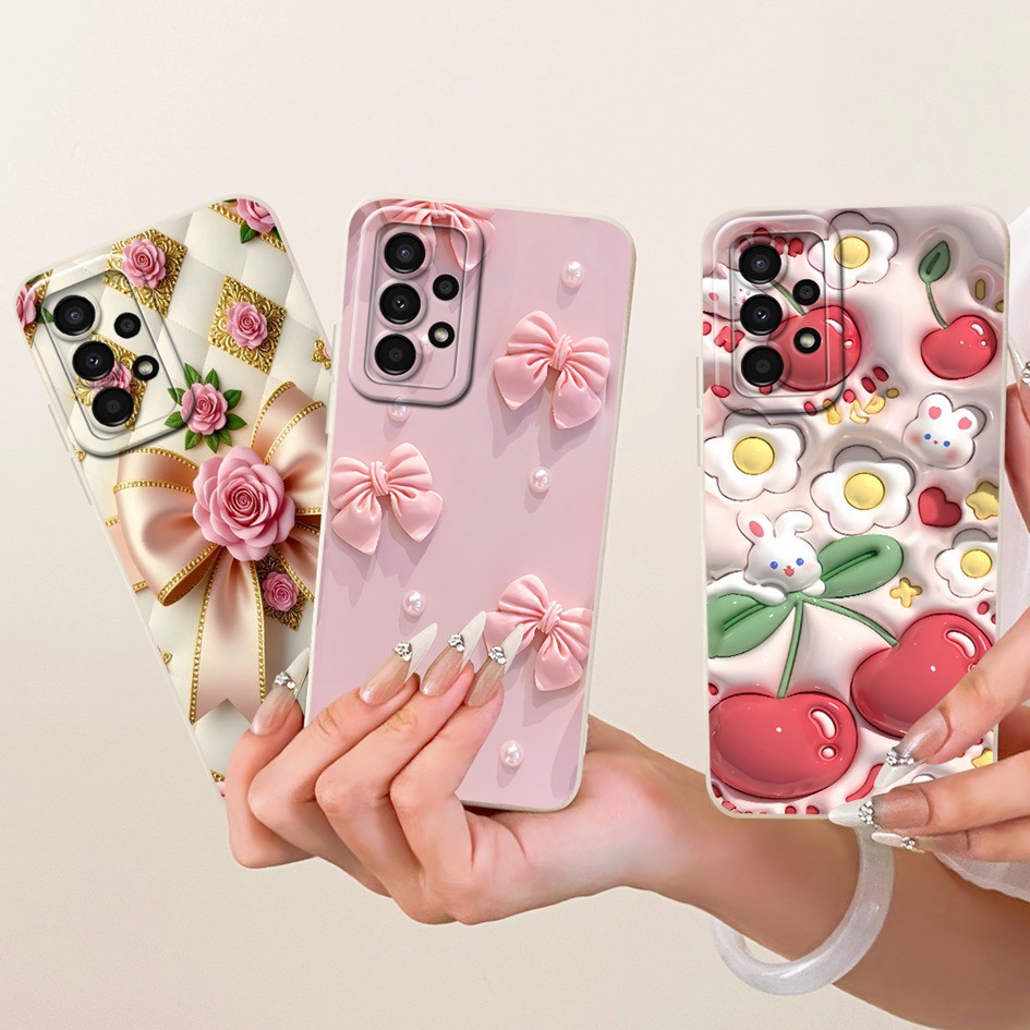 Vỏ Mới Cho Samsung Galaxy A13 4G Ốp Lưng Điện Thoại SM-A135F SM-A135M Họa Tiết Nơ Hoa Xinh Đẹp Cho S