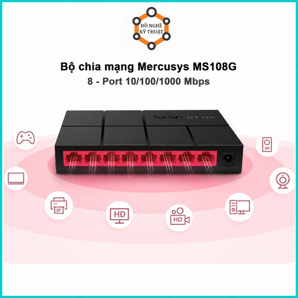 Switch chia mạng Mercusys 5/8 Cổng tốc độ 10/100Mbps 10/1000Mbps
