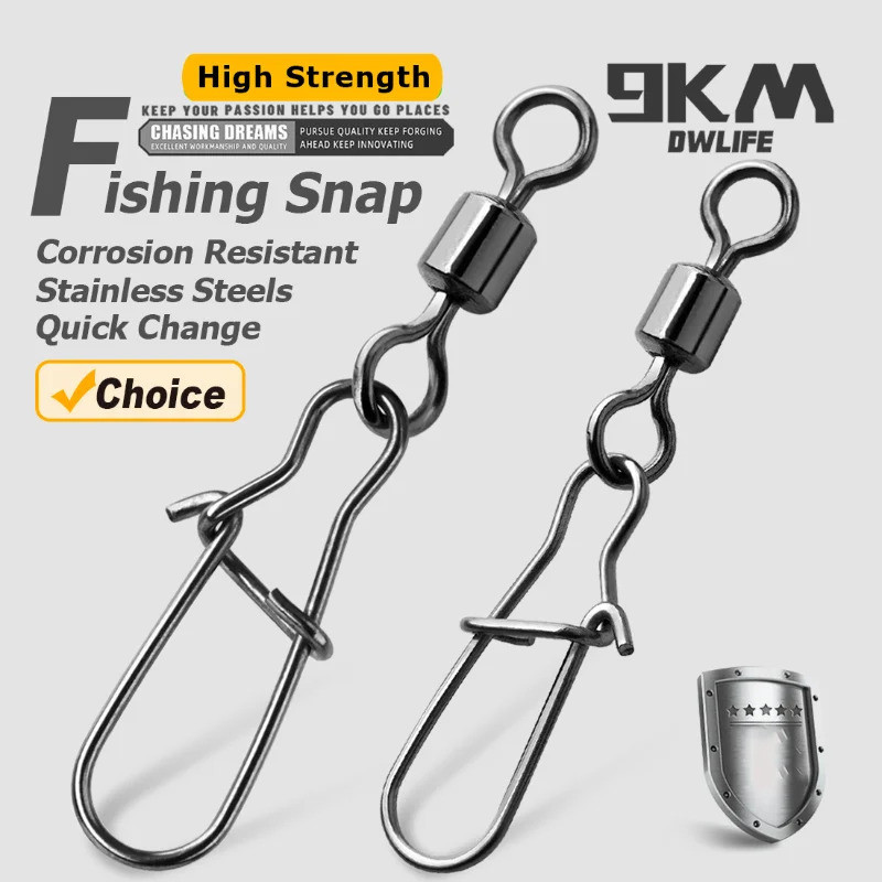 Duo-Lock Snap Xoay 50 ~ 200 Chiếc Câu Cá Xoay Snap Inox Nước Mặn Câu Cá Cán Thùng Xoay Kết Nối Giải 