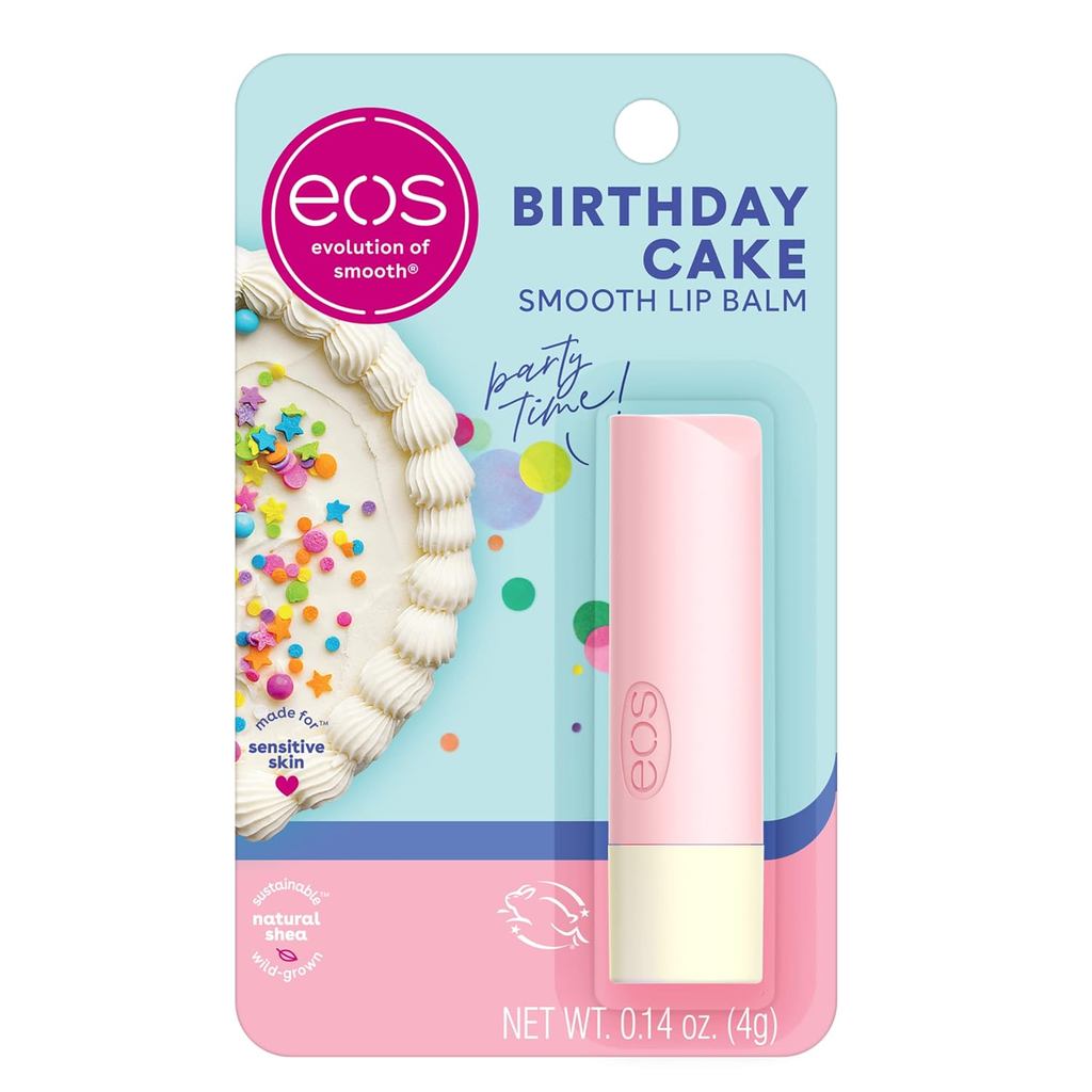 Son dưỡng môi eos Natural Shea- Bánh sinh nhật, dưỡng môi eos, Độ ẩm cả ngày, Chăm sóc môi, Bơ hạt m