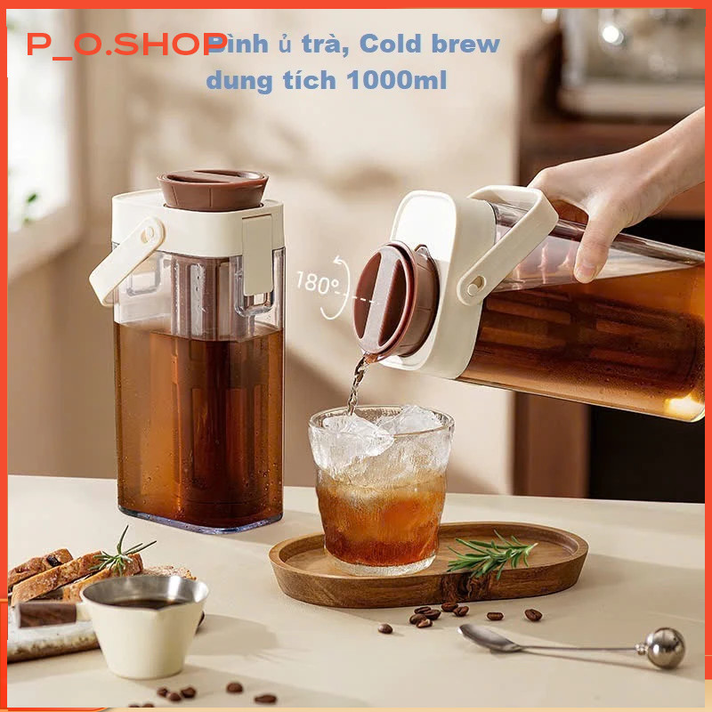 【🔥Rẻ】Bình pha cafe nhựa nguyên sinh ABS 1L Ấm đun nước lạnh dung tích lớn có ngăn đựng trà có thể th