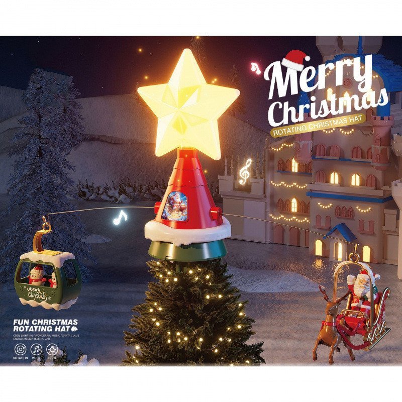 X9D7 [Cash commodity and quick delivery]New Christmas tree decoration with rotating top, music and l