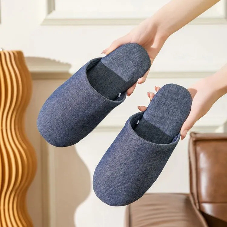 [Dép Cotton Baotou Muji Denim] Dép Cotton Baotou Phong Cách Nhật Bản Phong Cách Muji Denim Phong Các