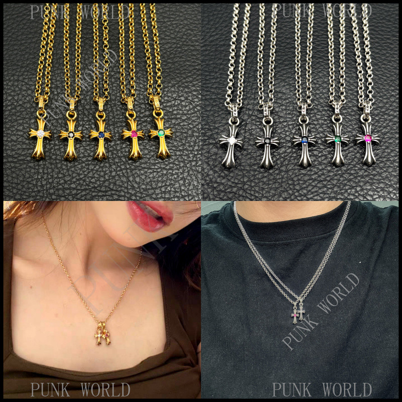 Vòng cổ chữ thập Mini kim cương đơn mạ vàng 22K mạ bạc, Trang sức cặp đôi Hip-Hop đường phố, Quà tặn