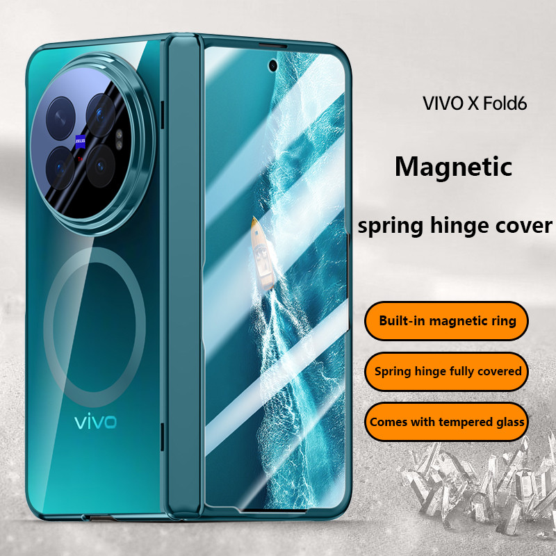 Ốp điện trong suốt mạ điện cho Vivo X Fold6 Fold 6 FOLD6 5G Vỏ bảo vệ bản lề gấp từ tính
