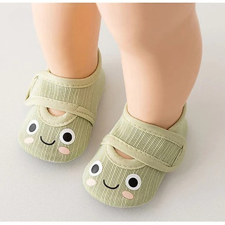 Giày Tập Đi Cho Bé Hình Mặt Cười Đế Chống Trơn Quai Dán Chắc Chắn Êm Ái Thoáng Khí Dành Cho Bé 0-24 Tháng