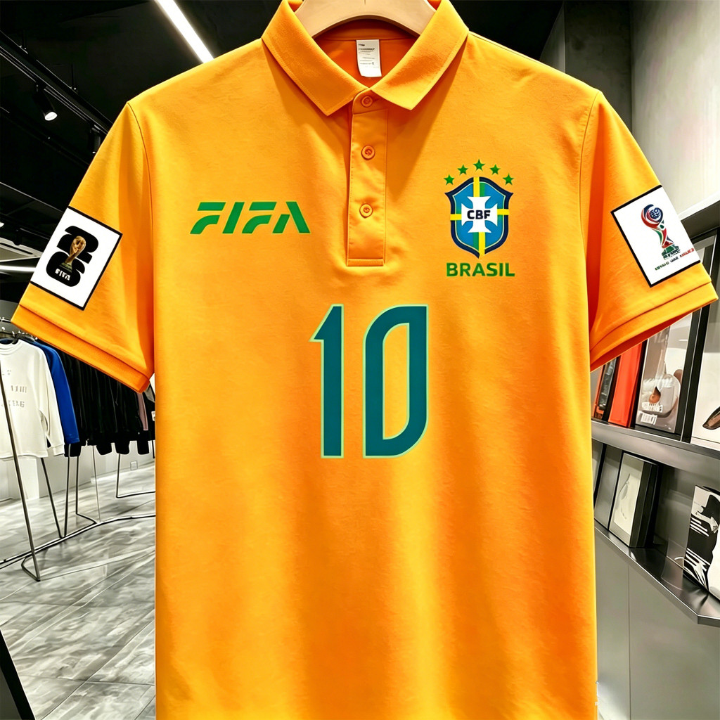 Áo sơ mi Polo bóng đá Neymar / Brazil số 10 Áo Neymar JR / Đồ thể thao / Unisex / tay ngắn / Có thể 