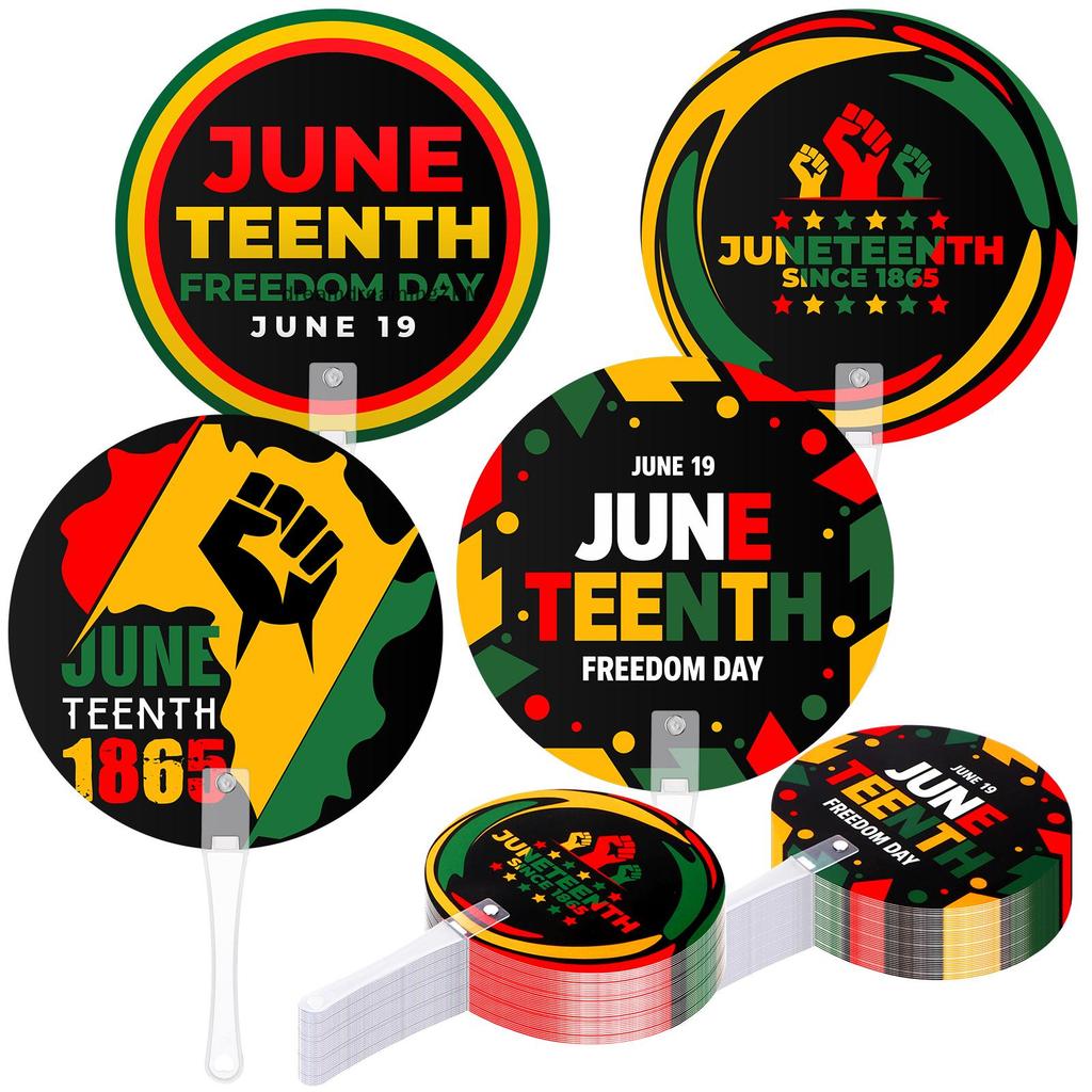 [dreamdreaming] 72 Chiếc Quạt Cầm Tay Bằng Nhựa Juneteenth Số Lượng Lớn Ngày Tự Do Quạt Tay Tròn Ngà