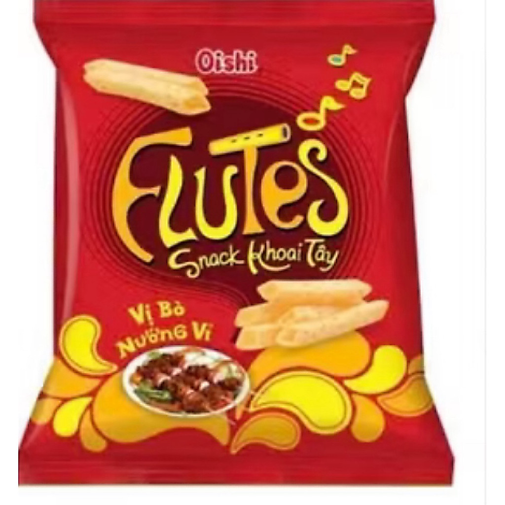 Bim Bim FLUTES ĐỎOOOOOO  Gói 32G Siêu Ngon giòn Bim Oishi