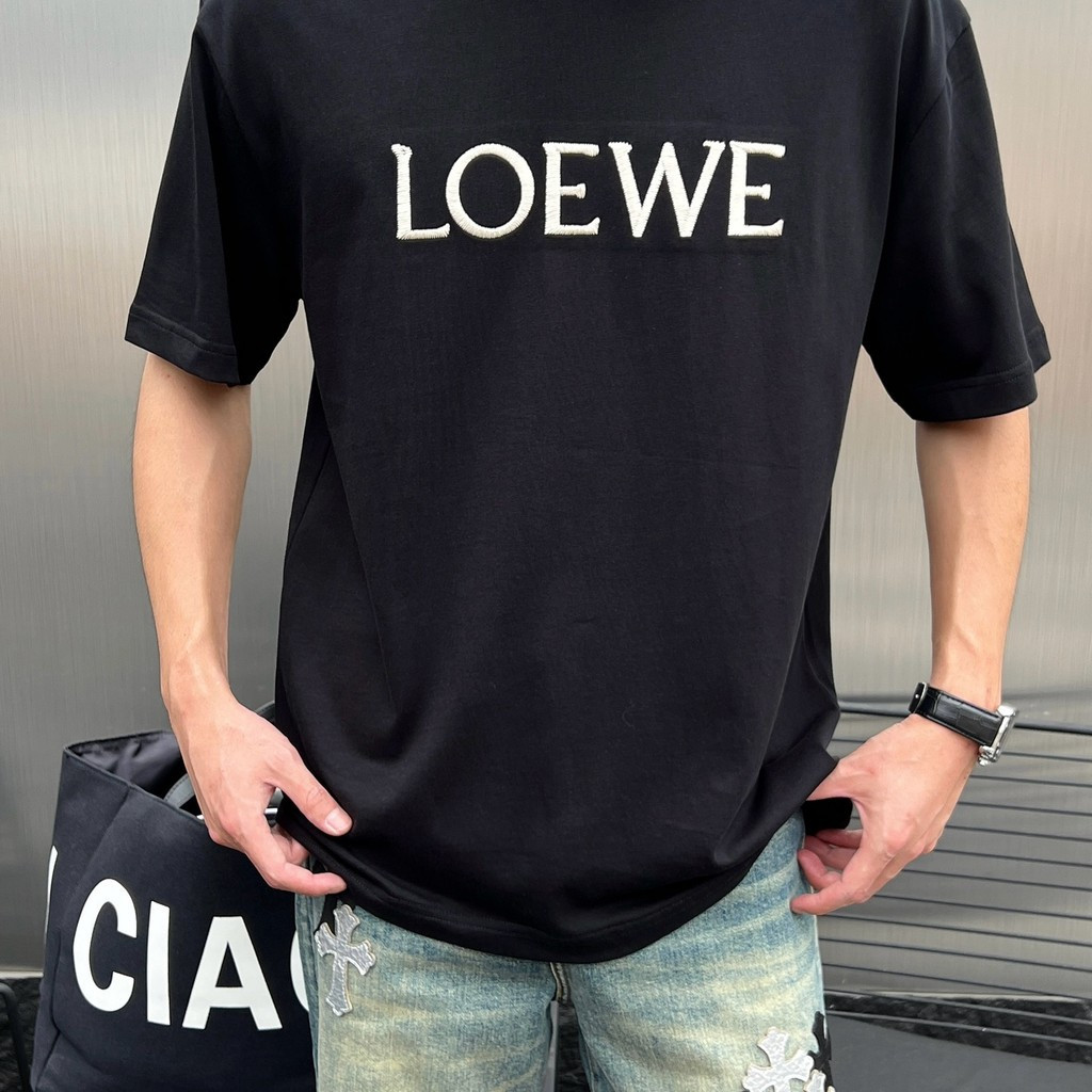 LOEWE Counter Phiên Bản Áo Thun Tay Ngắn Phong Cách Cặp Đôi Thoải Mái Thoáng Khí Rời Áo Chui Đầu Ngo