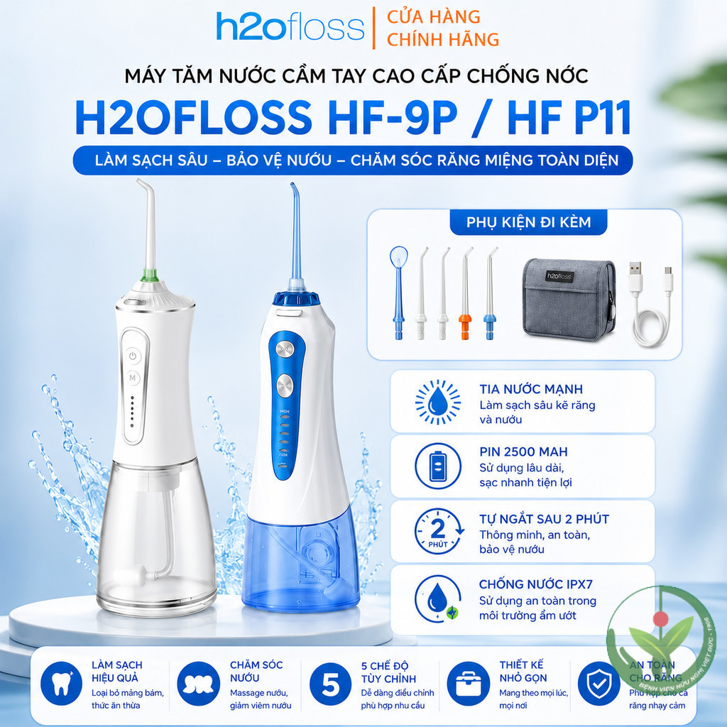Máy Tăm Nước H2ofloss HF-P11 HF-9P / HF-6  / HF-10 mini Tăm Nước Cầm Tay Dụng cụ vệ sinh răng miệng
