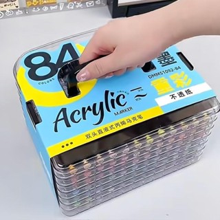 Acrylic Marker Grasp 84 màu 2 đầu Brush & Bullet vẽ mọi chất liệu không thấm giấy độ che phủ cao chồng màu tốt
